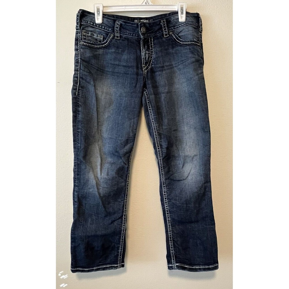 Silver Jeans Womens Size 30 Suki Capri Blue Denim Dark Wash